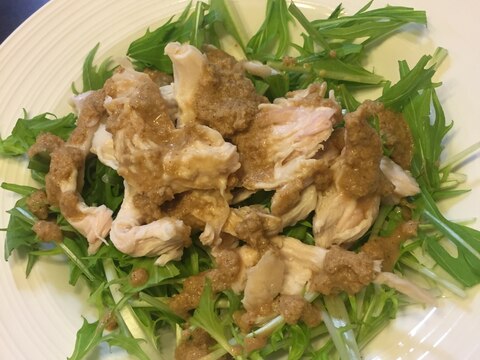 簡単☆鶏ムネ肉と水菜のおかずサラダ